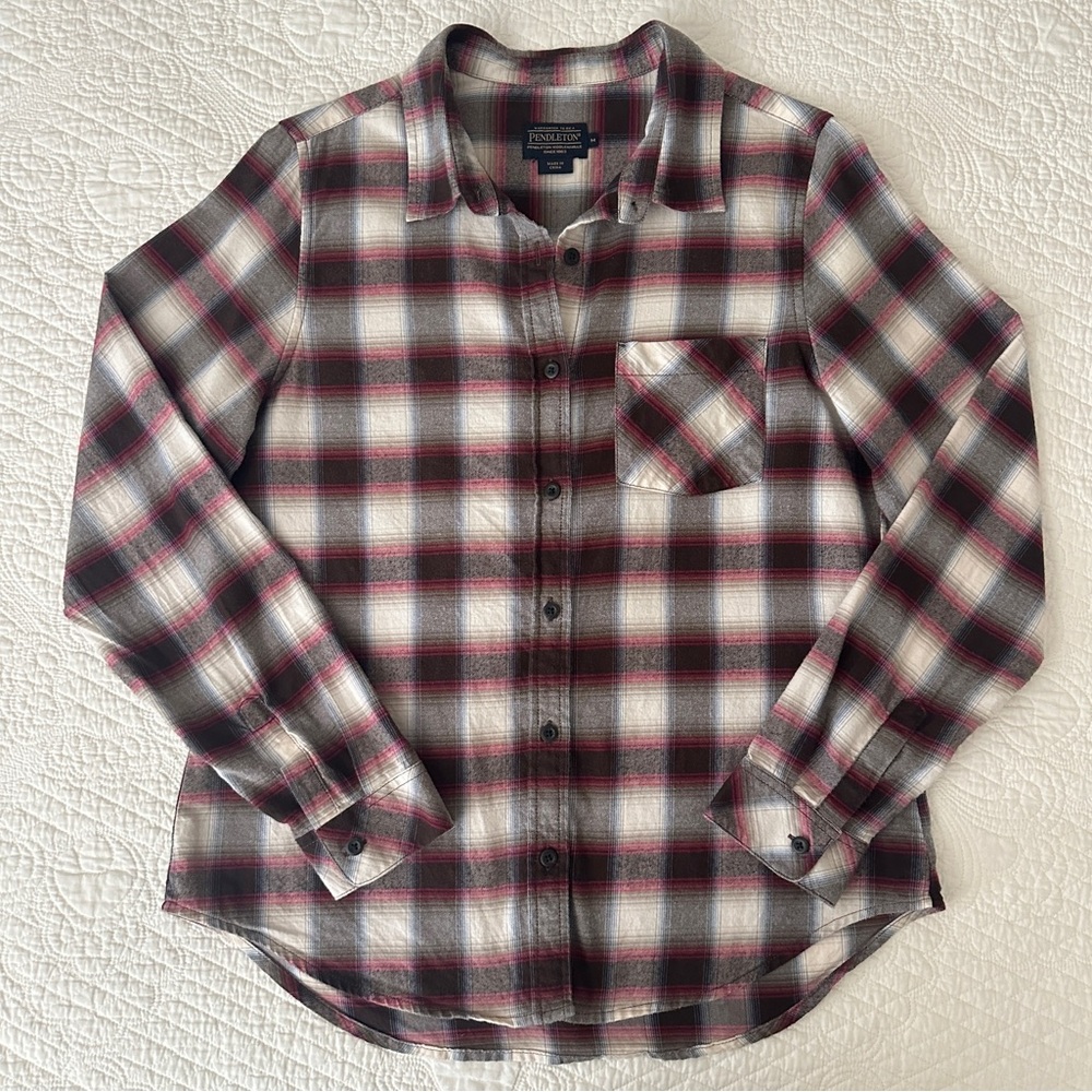 Pendleton Women’s Plaid Flannel Button Down Shirt Long Sleeve Medium - Picture 7 of 7